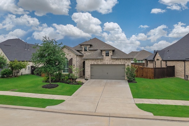 7118 Pondhawk Dr, Katy, TX 77493 - french country inspired facade with driveway, brick siding, an attached garage, and a shingled roof