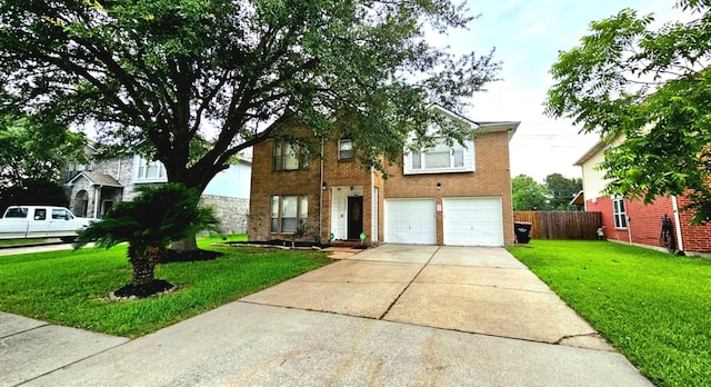 18042 Noble Forest Dr, Humble, TX 77346 - traditional-style home featuring an attached garage, driveway, and brick siding