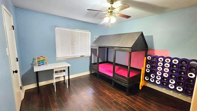 18042 Noble Forest Dr, Humble, TX 77346 - bedroom with wood finished floors and a ceiling fan