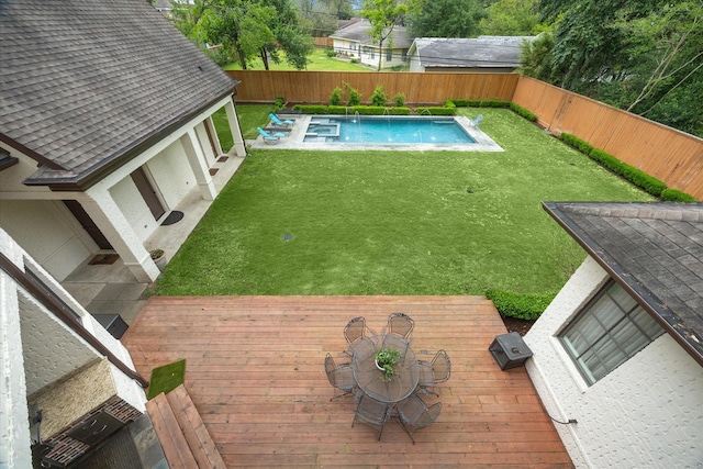 5418 Braeburn Dr, Bellaire, TX 77401 - view of pool with a wooden deck and a pool with connected hot tub
