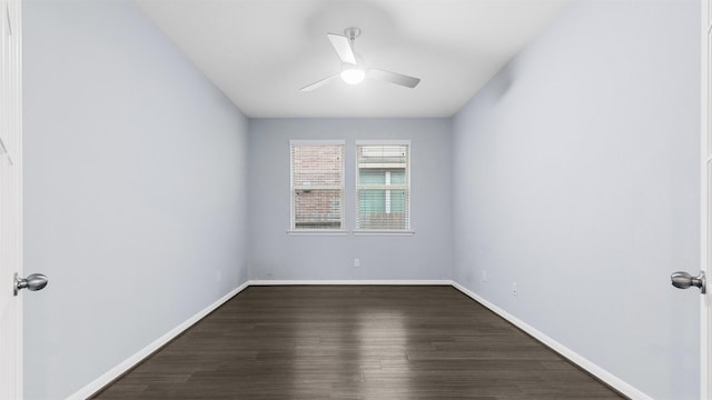 18010 Wagstaff Way, Richmond, TX 77407 - unfurnished room featuring ceiling fan, dark wood-type flooring, and baseboards