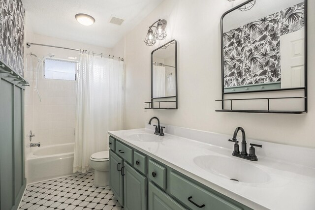 311 Vantage Pointe Cir, League City, TX 77573 - full bathroom with toilet, shower / bath combo, and double vanity