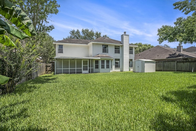 311 Vantage Pointe Cir, League City, TX 77573 - rear view of house featuring a sunroom and a chimney