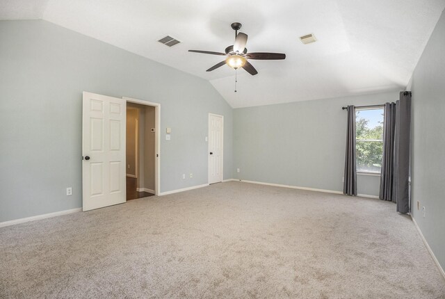 311 Vantage Pointe Cir, League City, TX 77573 - carpeted empty room with lofted ceiling, a ceiling fan, and baseboards