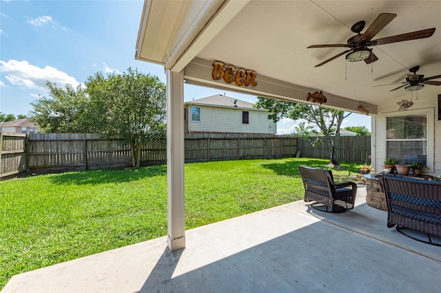 3803 Shiloh Park Ct, Friendswood, TX 77546 - view of patio / terrace with a ceiling fan and an outdoor hangout area