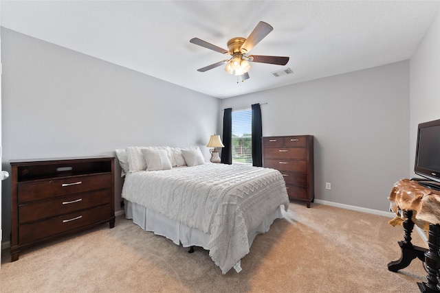 3803 Shiloh Park Ct, Friendswood, TX 77546 - bedroom with light carpet, ceiling fan, and baseboards