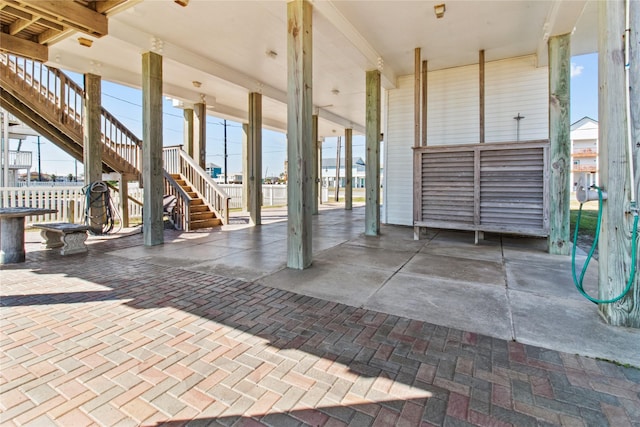 23313 San Luis Pass Rd, Galveston, TX 77554 - view of patio / terrace with stairway