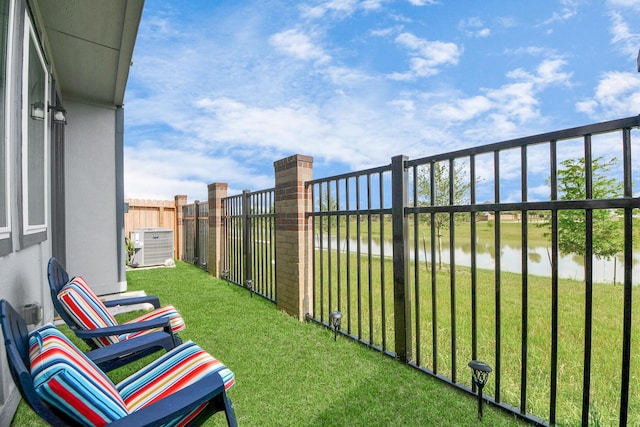 10053 Cloud Mist Dr, Houston, TX 77080 - view of yard with a water view and central air condition unit