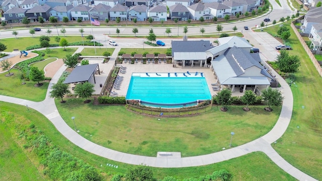 10053 Cloud Mist Dr, Houston, TX 77080 - aerial view of residential area with a pool area