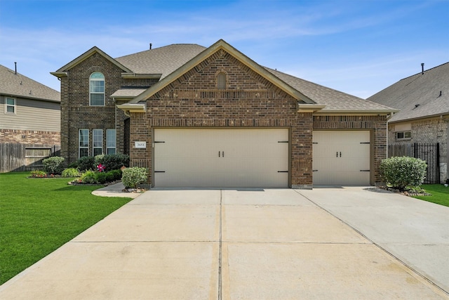 3651 Lake Bend Shore Dr, Spring, TX 77386 - traditional home with brick siding, driveway, a garage, and a shingled roof