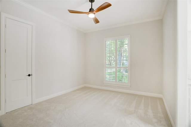 13502 Winter Creek Ct, Houston, TX 77077 - spare room with carpet, baseboards, ornamental molding, and a ceiling fan