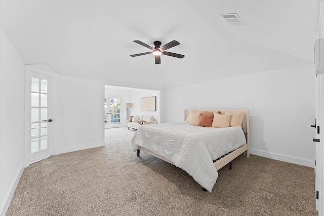5507 Council Grove Ln, Houston, TX 77088 - carpeted bedroom with lofted ceiling, baseboards, and a ceiling fan