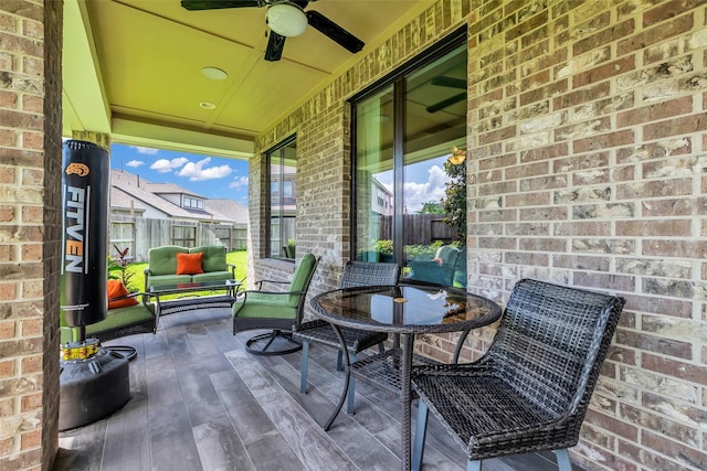 15818 Grampian Reach Ln, Humble, TX 77346 - view of patio featuring ceiling fan
