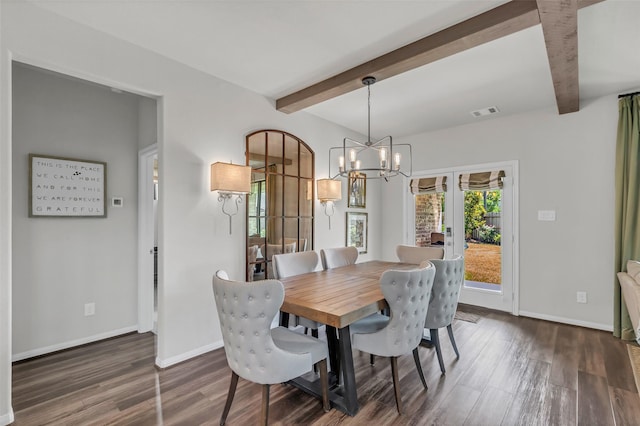 15818 Grampian Reach Ln, Humble, TX 77346 - dining area with beam ceiling, wood finished floors, and a chandelier