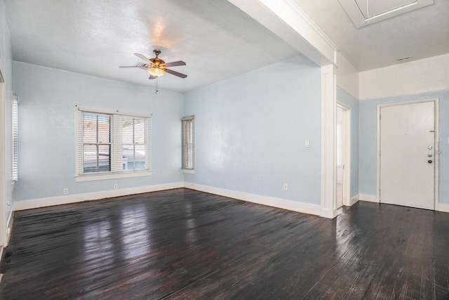 3309 Avenue N, Galveston, TX 77550 - unfurnished room featuring ceiling fan and dark wood-type flooring