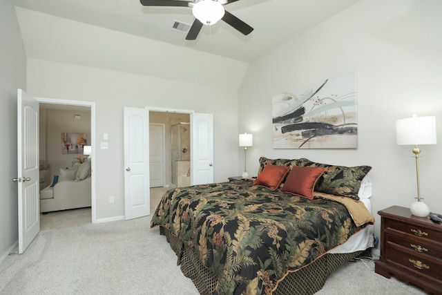 24710 Royal Pike Dr, Katy, TX 77493 - bedroom with carpet flooring, lofted ceiling, baseboards, and ceiling fan