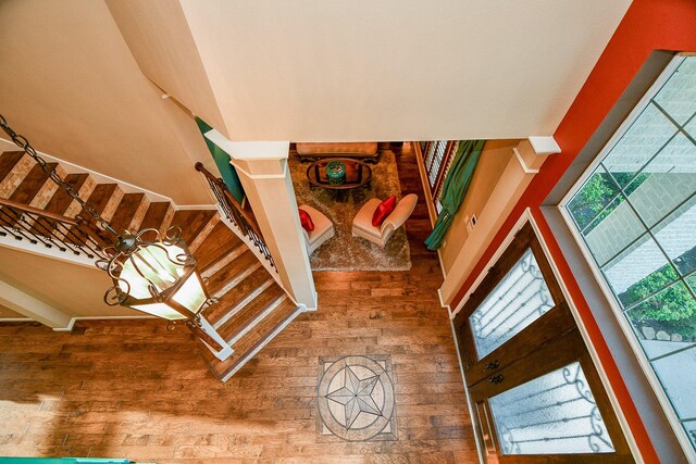 902 Delford Way, Sugar Land, TX 77479 - staircase with hardwood / wood-style floors
