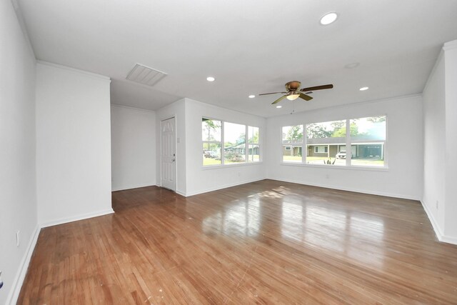 5419 N Crooked Creek Dr, Houston, TX 77017 - empty room featuring ceiling fan, recessed lighting, baseboards, and wood finished floors
