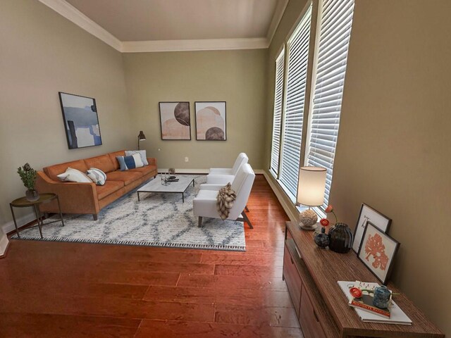 3003 Mystic Frst, Missouri City, TX 77459 - living room with wood finished floors, ornamental molding, and baseboards