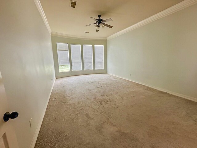 3003 Mystic Frst, Missouri City, TX 77459 - carpeted empty room featuring baseboards, ornamental molding, and a ceiling fan