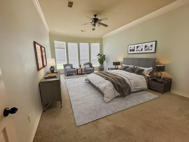 3003 Mystic Frst, Missouri City, TX 77459 - carpeted bedroom with crown molding, baseboards, and ceiling fan