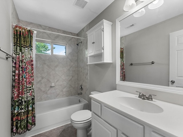 2234 Naomi St, Houston, TX 77054 - full bath with shower / bathtub combination with curtain, vanity, toilet, and tile patterned flooring