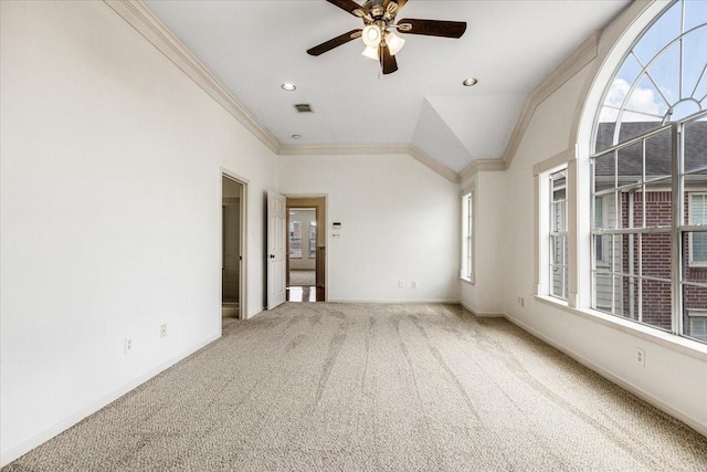 2263 Austin St, Houston, TX 77002 - empty room featuring ornamental molding, healthy amount of natural light, carpet flooring, ceiling fan, and baseboards