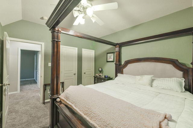 13814 Swan Hollow Ln, Houston, TX 77041 - carpeted bedroom with lofted ceiling, a ceiling fan, and baseboards