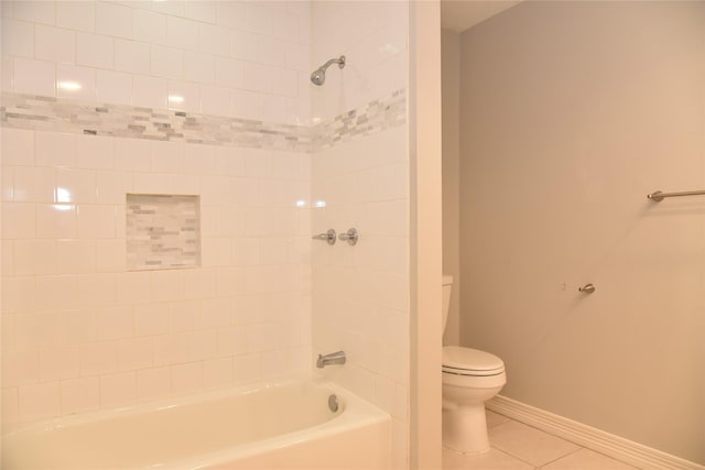 14103 Owens Rd, Houston, TX 77095 - bathroom with toilet, tile patterned floors, baseboards, and  shower combination