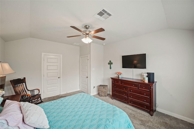 11607 Brookside Arbor Ln, Richmond, TX 77406 - bedroom featuring lofted ceiling, carpet flooring, ceiling fan, and baseboards