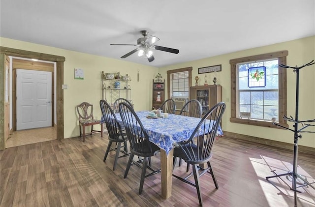 2000 E Beverly Dr, Shepherd, TX 77371 - dining space with wood finished floors and a ceiling fan