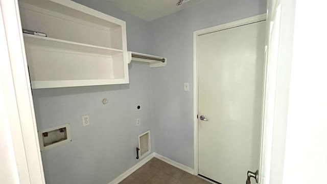 8106 Saragosa Blue Ln, Richmond, TX 77407 - washroom featuring hookup for a gas dryer, hookup for an electric dryer, hookup for a washing machine, baseboards, and tile patterned flooring
