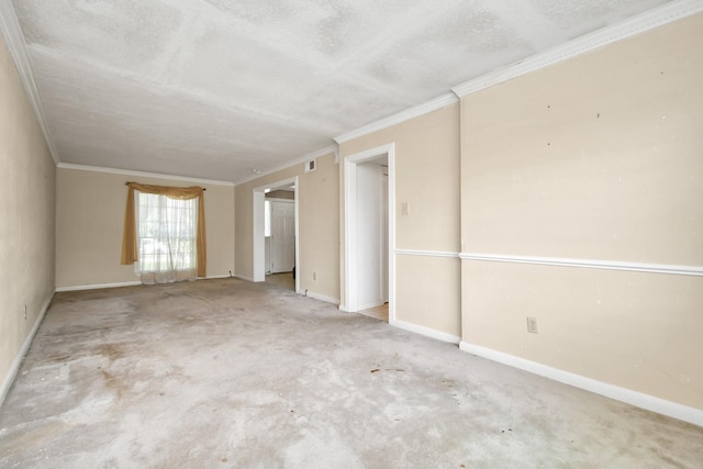 203 Kirkaldy Dr, Houston, TX 77015 - spare room featuring a textured ceiling, crown molding, and baseboards
