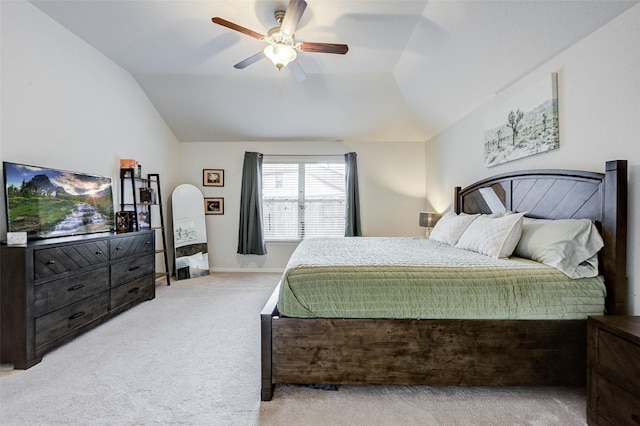 16715 Peralta Bay Cir, Crosby, TX 77532 - bedroom with vaulted ceiling, carpet flooring, and ceiling fan