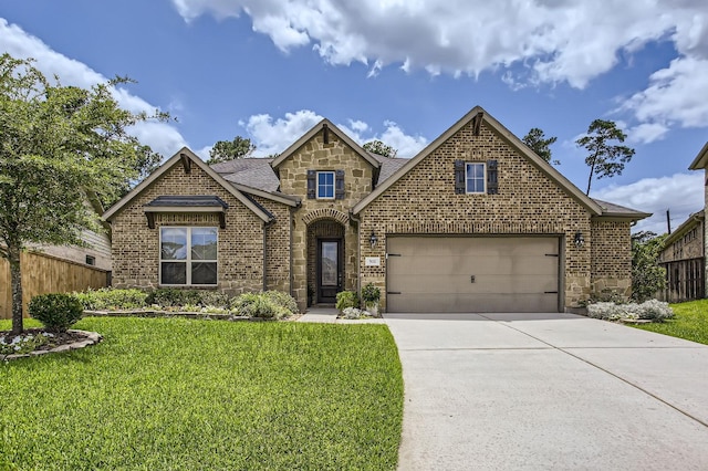 502 Pearl View Ln, Pinehurst, TX 77362 - view of front of home with brick siding, stone siding, driveway, roof with shingles, and an attached garage