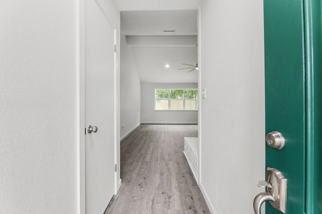 7414 Sunlight Ln, Houston, TX 77095 - hall with wood finished floors and baseboards
