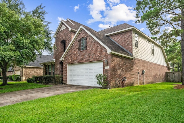 17335 Lake Clark Ln, Humble, TX 77346 - view of side of property with brick siding, concrete driveway, and roof with shingles