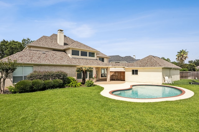 5539 Emerald Pointe Ct, Sugar Land, TX 77479 - rear view of property with a patio area, a chimney, and a shingled roof