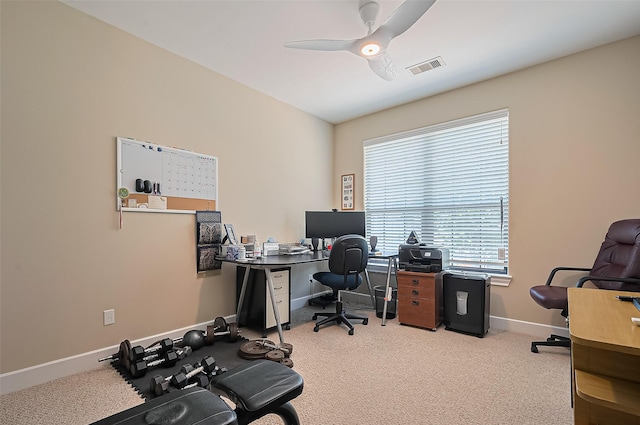 804 Enid St Unit A, Houston, TX 77009 - office with carpet floors, baseboards, and a ceiling fan