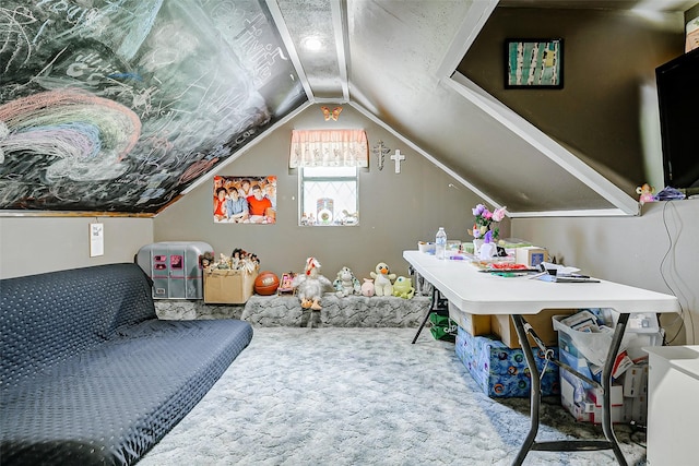637 County Road 6502 E, Dayton, TX 77535 - recreation room with vaulted ceiling and carpet