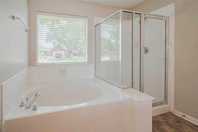 2311 Foster Leaf Ct, Richmond, TX 77406 - bathroom featuring a garden tub and a stall shower