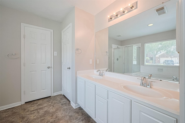 2311 Foster Leaf Ct, Richmond, TX 77406 - full bath featuring a shower stall, double vanity, and a garden tub