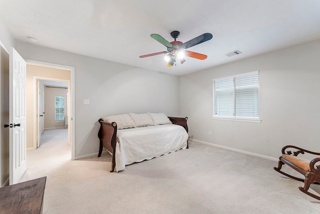 17131 Valley Palms Dr, Spring, TX 77379 - bedroom with light colored carpet and ceiling fan