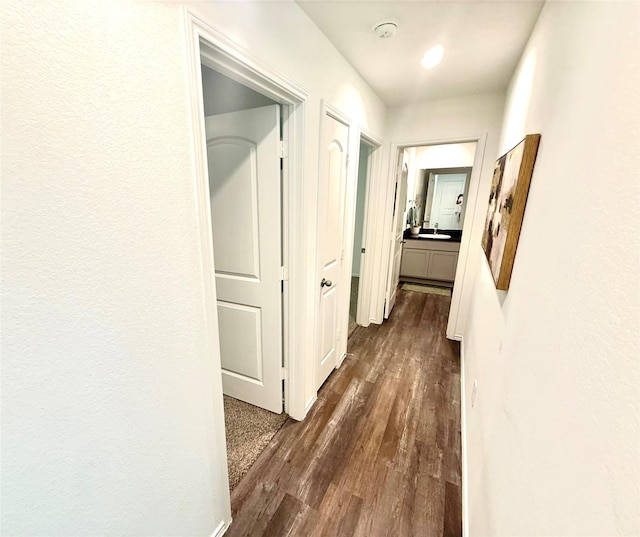 24446 Elmwood Falls Dr, Spring, TX 77373 - hall featuring dark wood-style floors