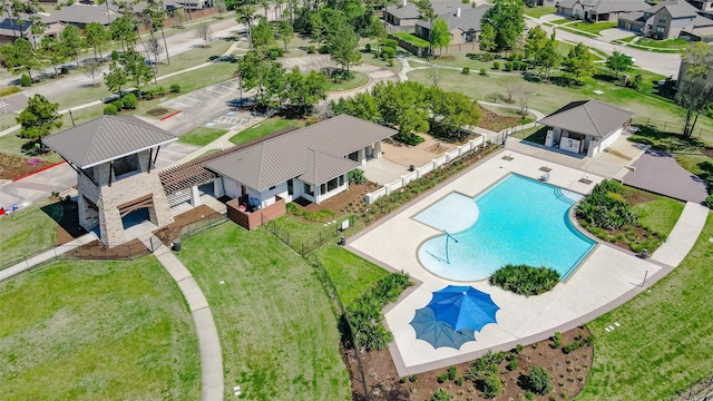 8107 Bosphorus St, Houston, TX 77044 - aerial perspective of suburban area with a pool