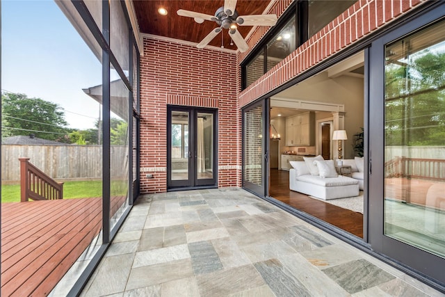 5311 Indigo St, Houston, TX 77096 - unfurnished sunroom with a ceiling fan and french doors