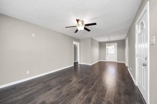 5130 Enyart St, Houston, TX 77021 - unfurnished room with ceiling fan, dark wood-type flooring, and baseboards
