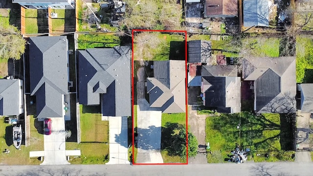 3437 Seabrook St, Houston, TX 77021 - aerial perspective of suburban area featuring property parcel outlined