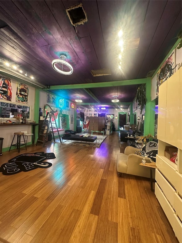 304 Lockwood Dr, Houston, TX 77011 - miscellaneous room with wood finished floors and wooden ceiling