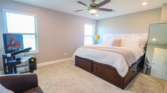 6005 Diamond Sky Ln, Houston, TX 77048 - carpeted bedroom featuring baseboards, ceiling fan, and recessed lighting